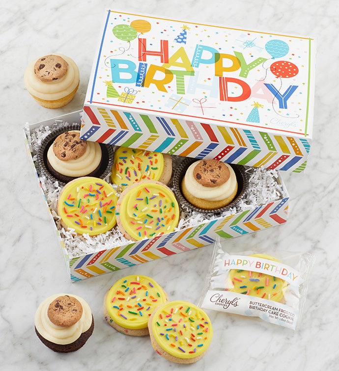 Buttercream-Frosted Birthday Cupcakes and Cookies